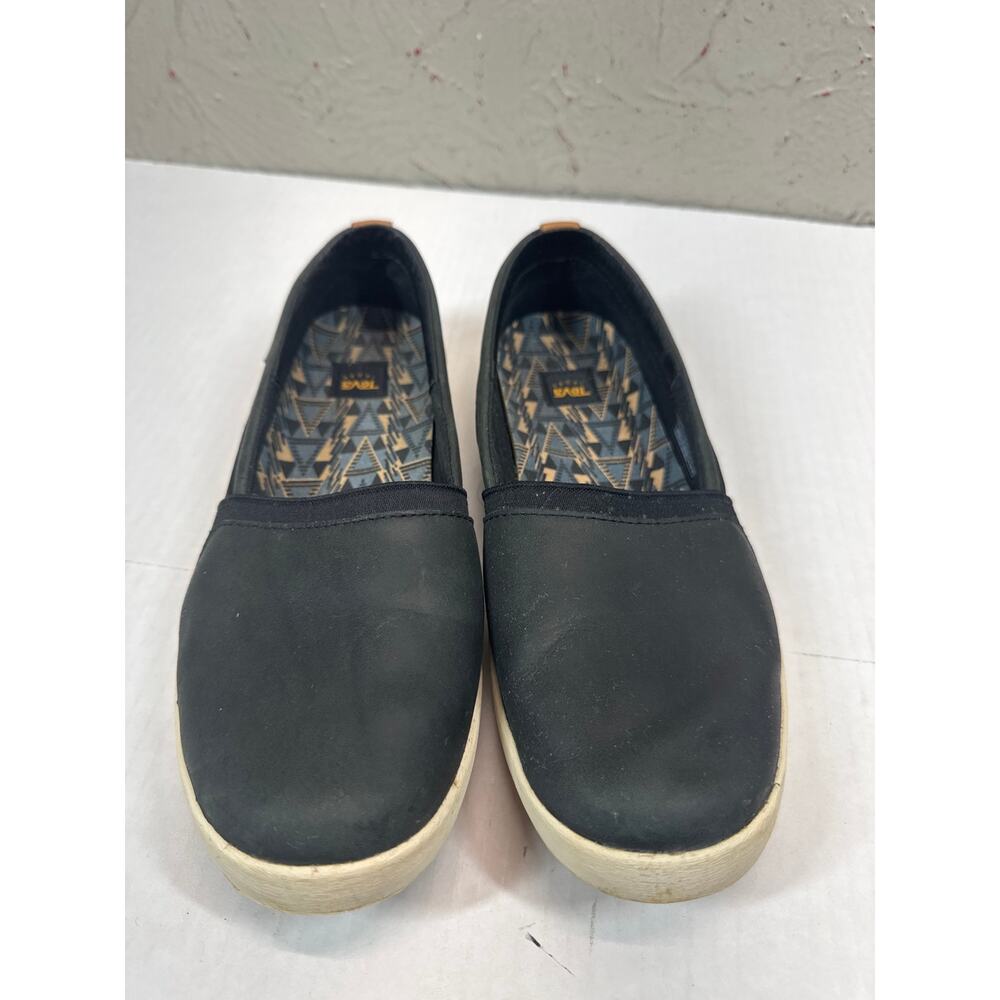 TEVA Willow Womens Slip-on Loafers Black Leather 1017150 BLK Comfort‎ Size 7.5